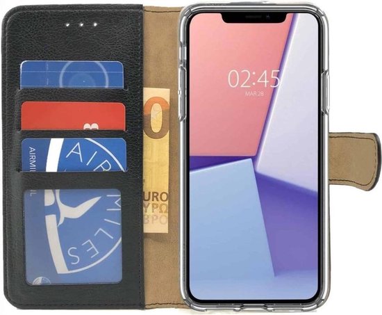 Bookcase Hoesje Geschikt Voor iPhone XS Max Met Pasjes - Wallet Case - Zwart