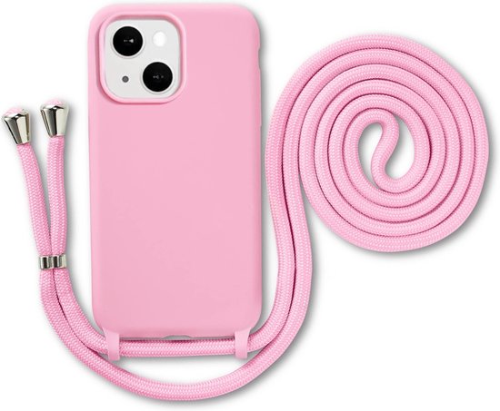 Armordrop Hoesje Met Koord Geschikt Voor iPhone 13 Mini - Siliconen Hoesje Met Koord - Roze