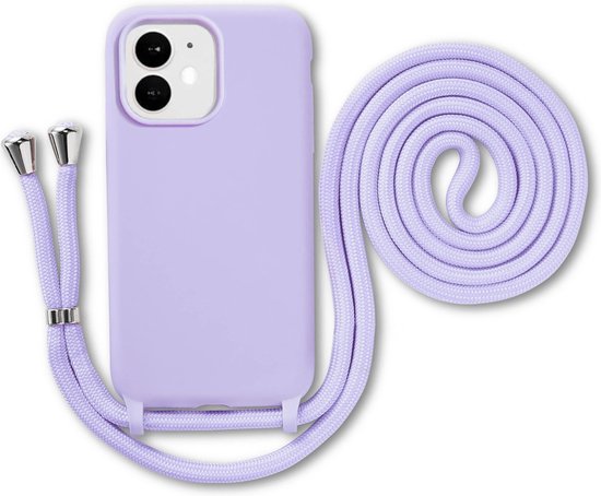 Armordrop Hoesje Met Koord Geschikt Voor iPhone 11 - Siliconen Hoesje Met Koord - Paars