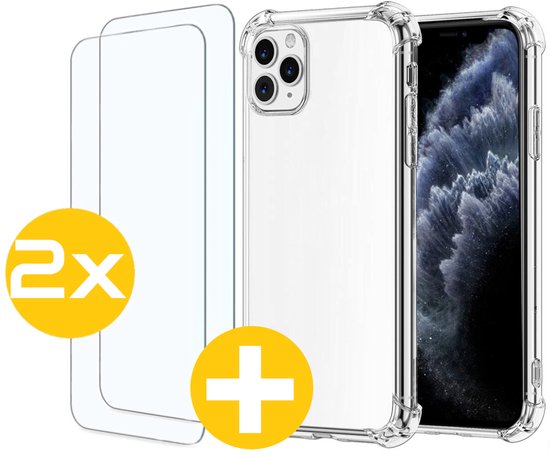 Hoesje en Screenprotector Combi Geschikt Voor iPhone 12 / 12 Pro - Anti Shock Hoesje + 2x Screenprotector
