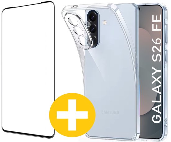 Hoesje en Screenprotector Combi Geschikt Voor Samsung S26 FE (Fan Edition) - Transparant Hoesje + Premium Screenprotector