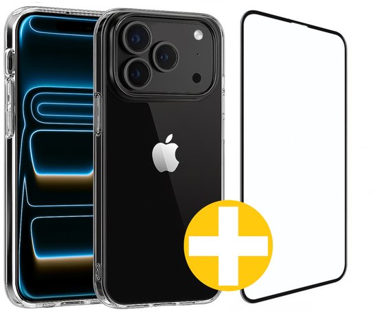 Hoesje en Screenprotector Combi Geschikt Voor iPhone 17 Pro - Transparant Hoesje + Premium Screenprotector