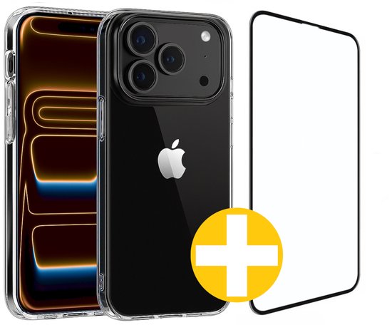 Hoesje en Screenprotector Combi Geschikt Voor iPhone 17 Pro Max - Transparant Hoesje + Premium Screenprotector