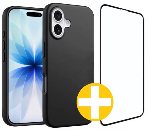 Hoesje en Screenprotector Combi Geschikt Voor iPhone 17 - Zwart Hoesje + Premium Screenprotector
