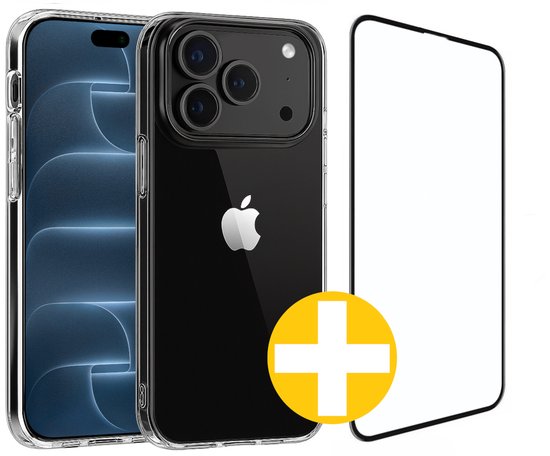 Hoesje en Screenprotector Combi Geschikt Voor iPhone 18 Pro Max - Transparant Hoesje + Premium Screenprotector