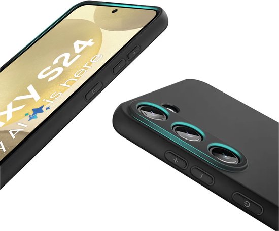 Zwart Hoesje Geschikt Voor Samsung Galaxy S24 - Zwarte Siliconen hoesje - TPU Back Cover Hoes - Zwart