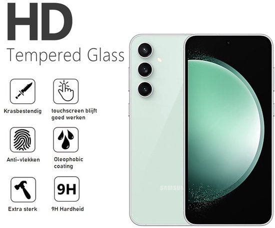 Pashouder Hoesje en Screenprotector Combi Geschikt Voor Samsung S23 FE (Fan Edition) - Pasjeshouder + 2x Screenprotector