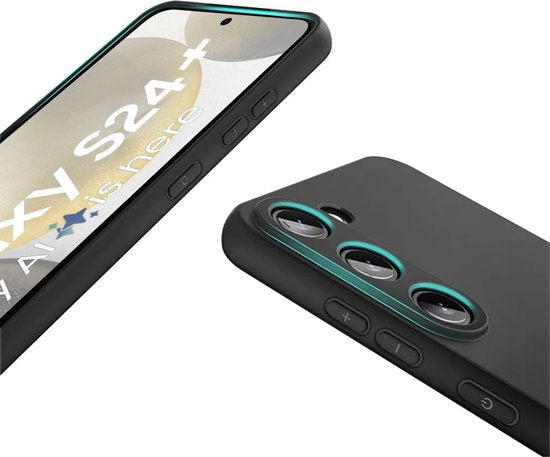Zwart Hoesje Geschikt Voor Samsung Galaxy S24+ (S24 PLUS) - Zwarte Siliconen hoesje - TPU Back Cover Hoes - Zwart