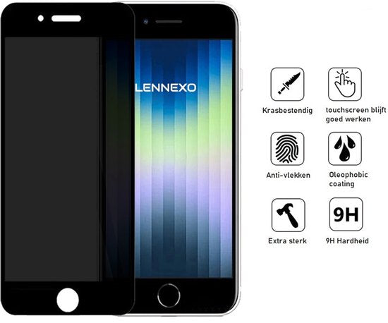 Privacy Screenprotector Geschikt Voor iPhone SE 2022/2020/8/7 - Volledige Beschermglas - 2 Stuks