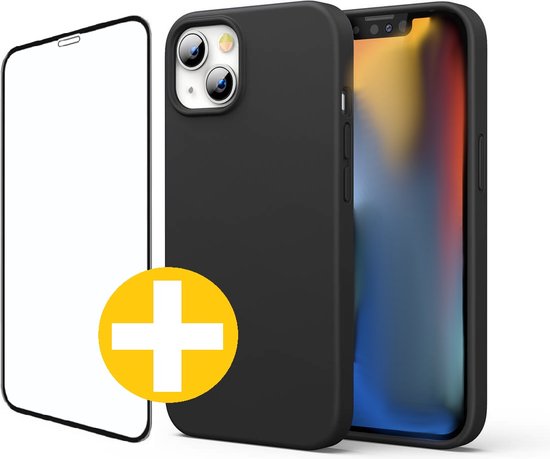 Hoesje en Screenprotector Combi Geschikt Voor iPhone 13 Mini - Zwart Hoesje + Premium Screenprotector