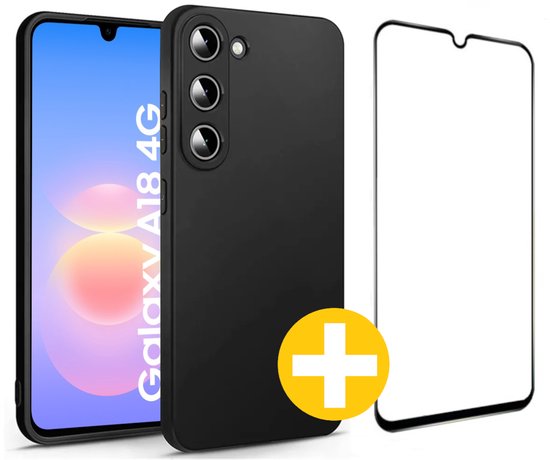 Hoesje en Screenprotector Combi Geschikt Voor Samsung A18 - Zwart Hoesje + Premium Screenprotector