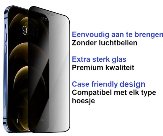 ArmorDrop Privacy Screenprotector Geschikt Voor iPhone 12 Mini - Gehard Glas - 2 Stuks