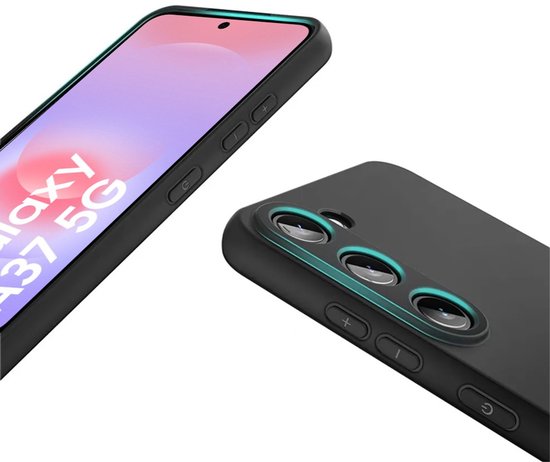 Hoesje en Screenprotector Combi Geschikt Voor Samsung A37 - Zwart Hoesje + Premium Screenprotector