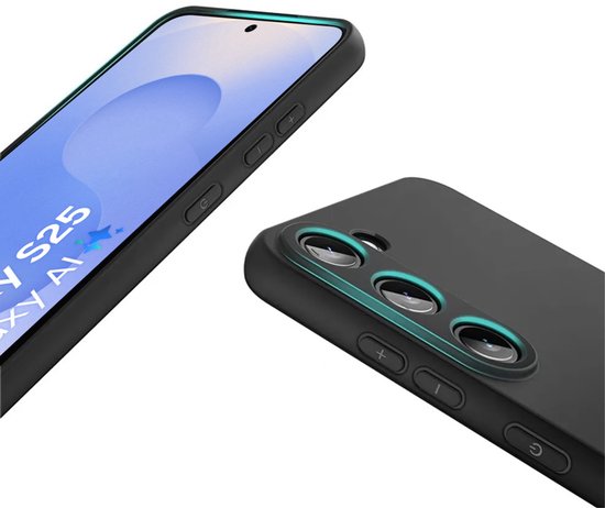 Zwart Hoesje Geschikt Voor Samsung Galaxy S25 - Zwarte Siliconen hoesje - TPU Back Cover Hoes - Zwart