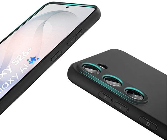 Zwart Hoesje Geschikt Voor Samsung Galaxy S26+ (S26 PLUS) - Zwarte Siliconen hoesje - TPU Back Cover Hoes - Zwart