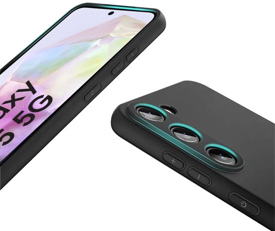Hoesje en Screenprotector Combi Geschikt Voor Samsung Galaxy A35 - Zwarte Siliconen Hoesje + 2x Screenprotector