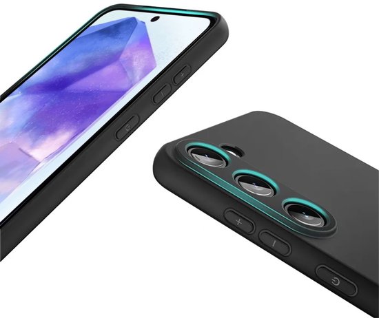 Hoesje en Screenprotector Combi Geschikt Voor Samsung A34 - Zwart Hoesje + Premium Screenprotector