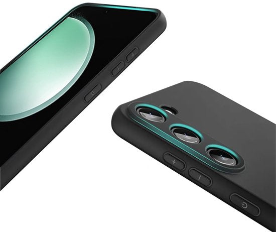 Hoesje en Screenprotector Combi Geschikt Voor Samsung Galaxy S23 FE (Fan Edition) - Zwarte Siliconen Hoesje + 2x Screenprotector
