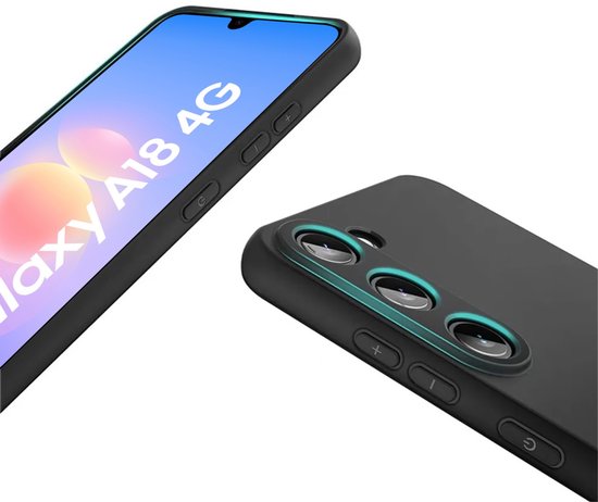 Hoesje en Privacy Screenprotector Combi Geschikt Voor Samsung A18 - Zwart Hoesje + Privacy Glas