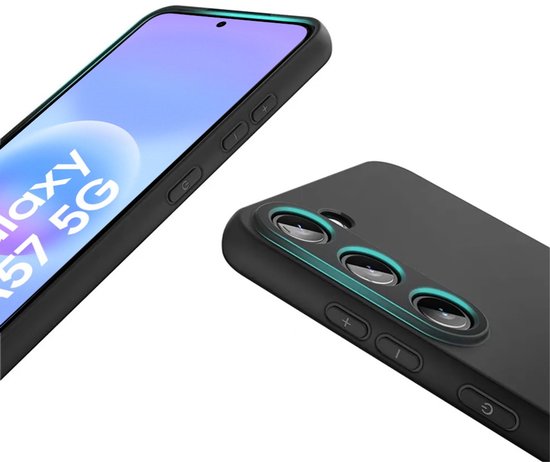 Hoesje en Screenprotector Combi Geschikt Voor Samsung A57 - Zwart Hoesje + Premium Screenprotector