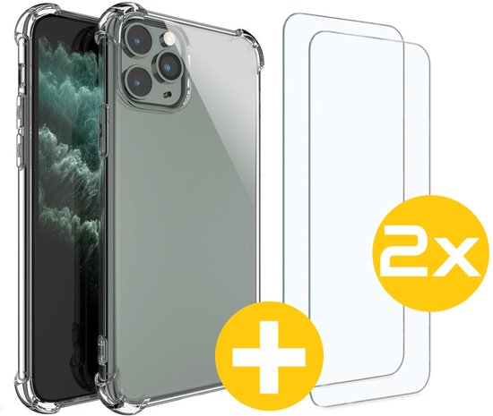 Hoesje en Screenprotector Combi Geschikt Voor iPhone 13 Pro Max - Anti Shock Hoesje + 2x Screenprotector