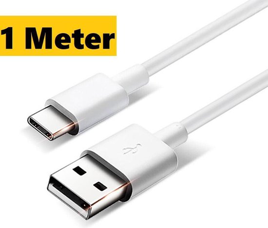 USB-C Naar USB-A data en Laadkabel 1 Meter|2.4A Snellader|Fast Charge|Oplaadsnoer Geschikt Voor Smartphone en Tablet