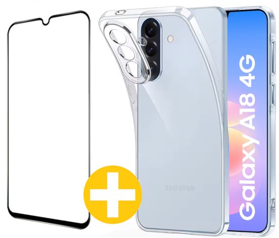 Hoesje en Screenprotector Combi Geschikt Voor Samsung A18 - Transparant Hoesje + Premium Screenprotector