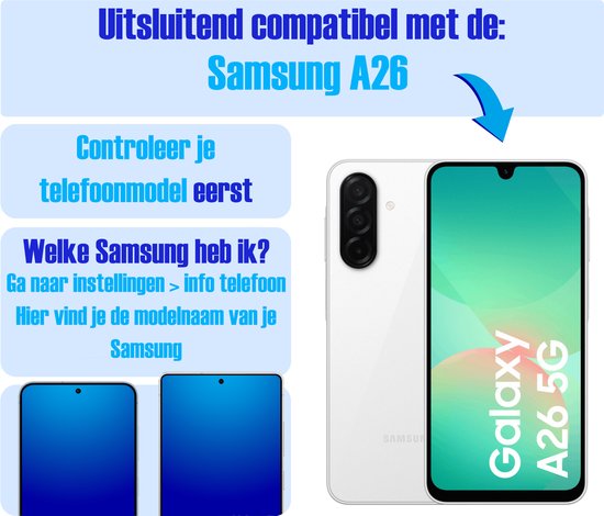 Screenprotector geschikt voor Samsung A26 - Gehard Glas - Tempered Glass Armor Screen Cover - 2 Stuks
