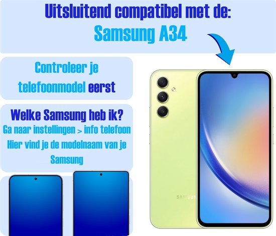 Screenprotector geschikt voor Samsung A34 - Gehard Glas - Tempered Glass Armor Screen Cover - 2 Stuks