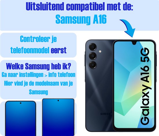 Screenprotector geschikt voor Samsung A16 - Gehard Glas - Tempered Glass Armor Screen Cover - 4 Stuks