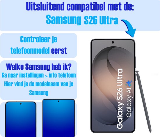 Screenprotector geschikt voor Samsung S26 Ultra - Gehard Glas - Tempered Glass Armor Screen Cover - 4 Stuks