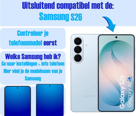 Screenprotector geschikt voor Samsung S26 - Gehard Glas - Tempered Glass Armor Screen Cover - 4 Stuks