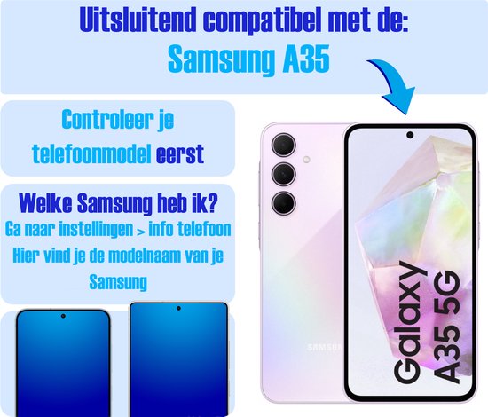 Screenprotector geschikt voor Samsung A35 - Gehard Glas - Tempered Glass Armor Screen Cover - 2 Stuks