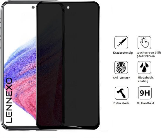 Full Cover Privacy Screenprotector Geschikt Voor Samsung A53 - Volledige Beschermglas - PREMIUM Tempered Glass - 1 stuk