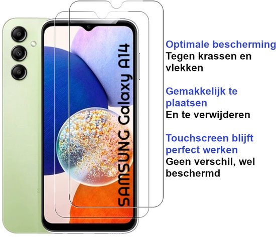ArmorDrop Full Guard Screenprotector Geschikt Voor Samsung A14 - Gehard Glas - 2 Stuks
