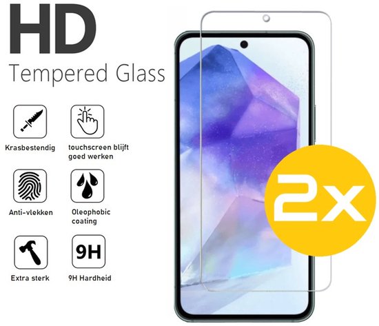 Hoesje en Screenprotector Combi Geschikt Voor Samsung Galaxy A55 - Transparant Hoesje + 2x Screenprotector