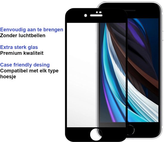 ArmorDrop Full Guard Screenprotector Geschikt Voor iPhone SE 2022 / 8 / 7- Gehard Glas - 2 Stuks