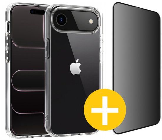Hoesje en Privacy Screenprotector Combi Geschikt Voor iPhone AIR - Transparant Hoesje + Privacy Glas