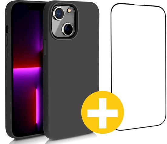 Hoesje en Screenprotector Combi Geschikt Voor iPhone 14 - Zwart Hoesje + Premium Screenprotector
