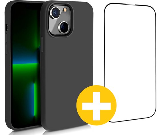 Hoesje en Screenprotector Combi Geschikt Voor iPhone 14 Plus - Zwart Hoesje + Premium Screenprotector