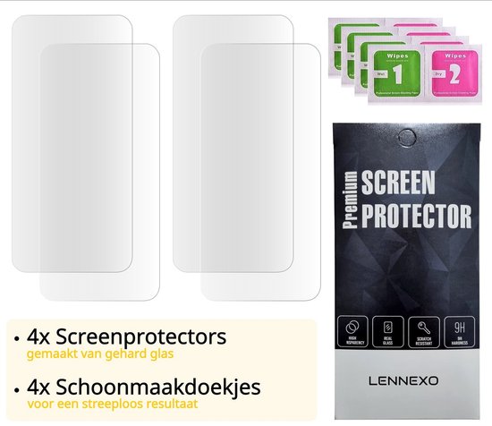 Screenprotector Geschikt Voor iPhone 16 Pro Max - Glasplaat - Tempered Glass - 4 Stuks
