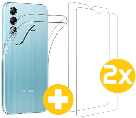Hoesje en Screenprotector Combi Geschikt Voor Samsung Galaxy A34 - Transparant Hoesje + 2x Screenprotector