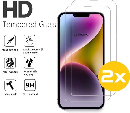 Screenprotector Geschikt Voor iPhone 14 Plus - Glasplaat - Tempered Glass - 2 Stuks