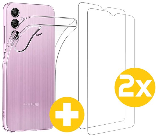 Hoesje en Screenprotector Combi Geschikt Voor Samsung Galaxy A15 - Transparant Hoesje + 2x Screenprotector