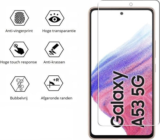 Screenprotector Geschikt Voor Samsung Galaxy A53 5G - Tempered Glass Met Camera Uitsparing - 2 Stuks