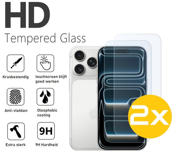 Hoesje en Screenprotector Combi Geschikt Voor iPhone 17 Pro Max - Anti Shock Hoesje + 2x Screenprotector