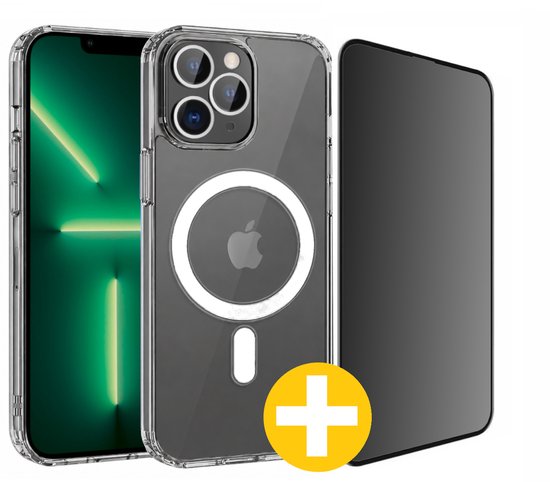 Magnetisch Hoesje en Privacy Screenprotector Combi Geschikt Voor iPhone 13 Pro Max - Hoesje Geschikt voor Magsafe + Privacy Screenprotector
