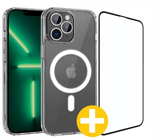 Magnetisch Hoesje en Screenprotector Combi Geschikt Voor iPhone 13 Pro Max - Hoesje Geschikt voor Magsafe + Premium Screenprotector