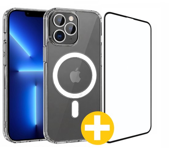 Magnetisch Hoesje en Screenprotector Combi Geschikt Voor iPhone 13 Pro - Hoesje Geschikt voor Magsafe + Premium Screenprotector