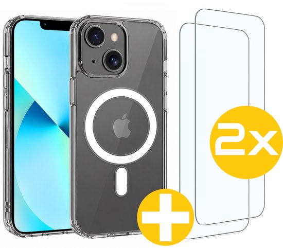 Magnetisch Hoesje en Screenprotector Combi Geschikt Voor iPhone 13 - Hoesje Geschikt voor Magsafe + 2x Screenprotector